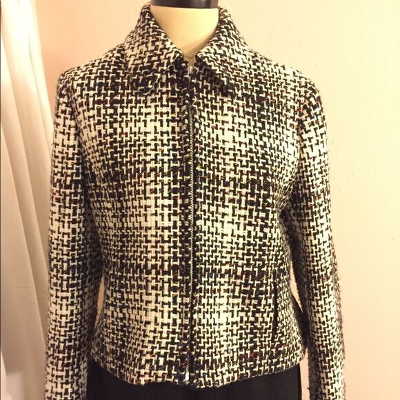 Jones New York Jackets & Blazers - Jones New York Wool Blend Tweed Zip Jacket 14